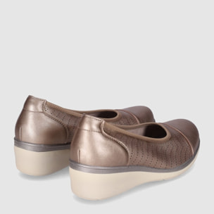 Zapatos de Piel - Bronce - Tacón: 3 cm