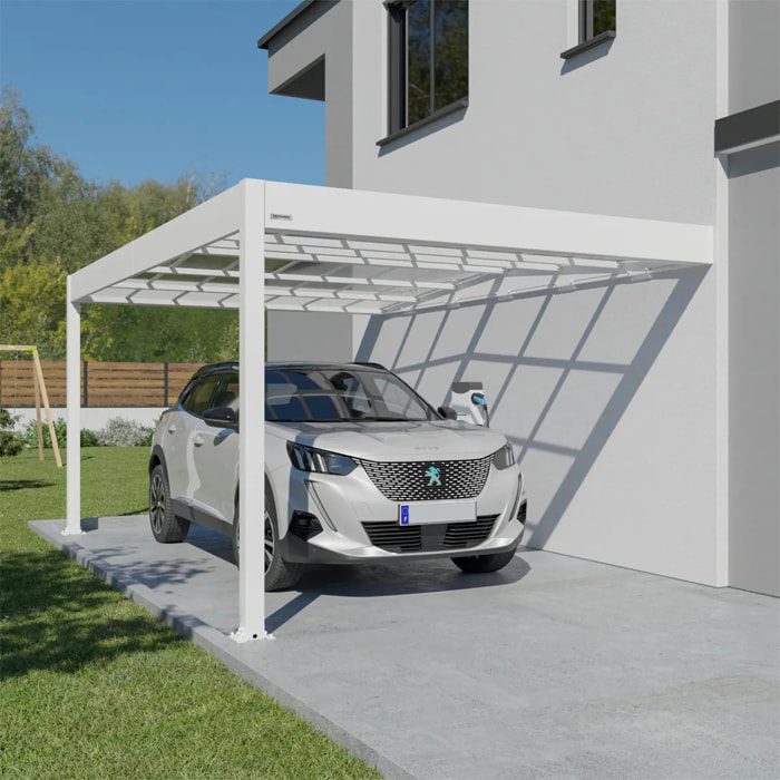 Carport adossé aluminium Blanc Trigano - LIBECCIO WALL - 16 m²