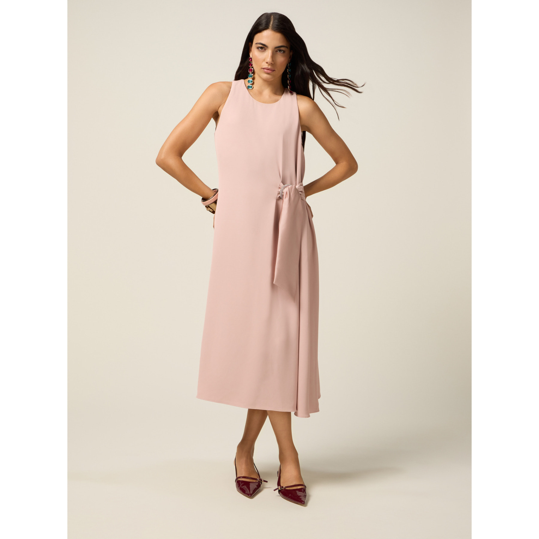 Oltre - Vestito con nodo e fibbia gioiello - Rosa