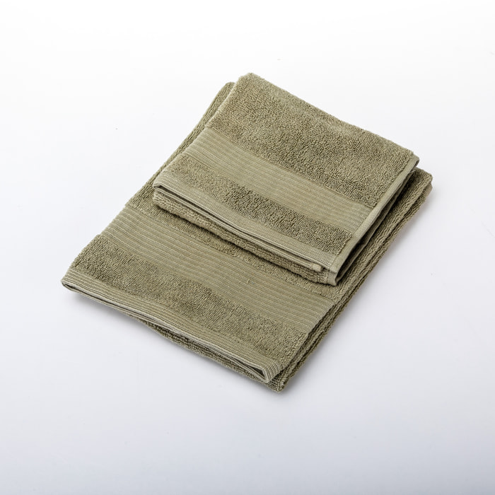 UNO CASA DESIGN Coppia Asciugamano + Ospite Julia in Spugna di Puro Cotone 500 gr/mq