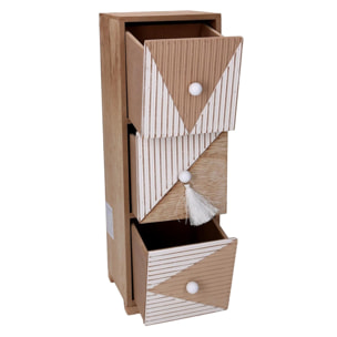 Portatutto in legno con 3 cassetti, marrone rettangolare cm11,5x11,5h34