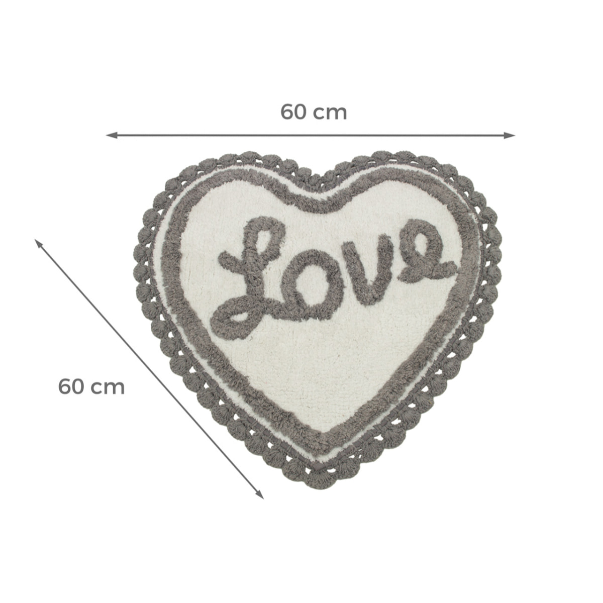 Tappeto Bagno A Forma Di Cuore Love Con Lace Bianco Smole