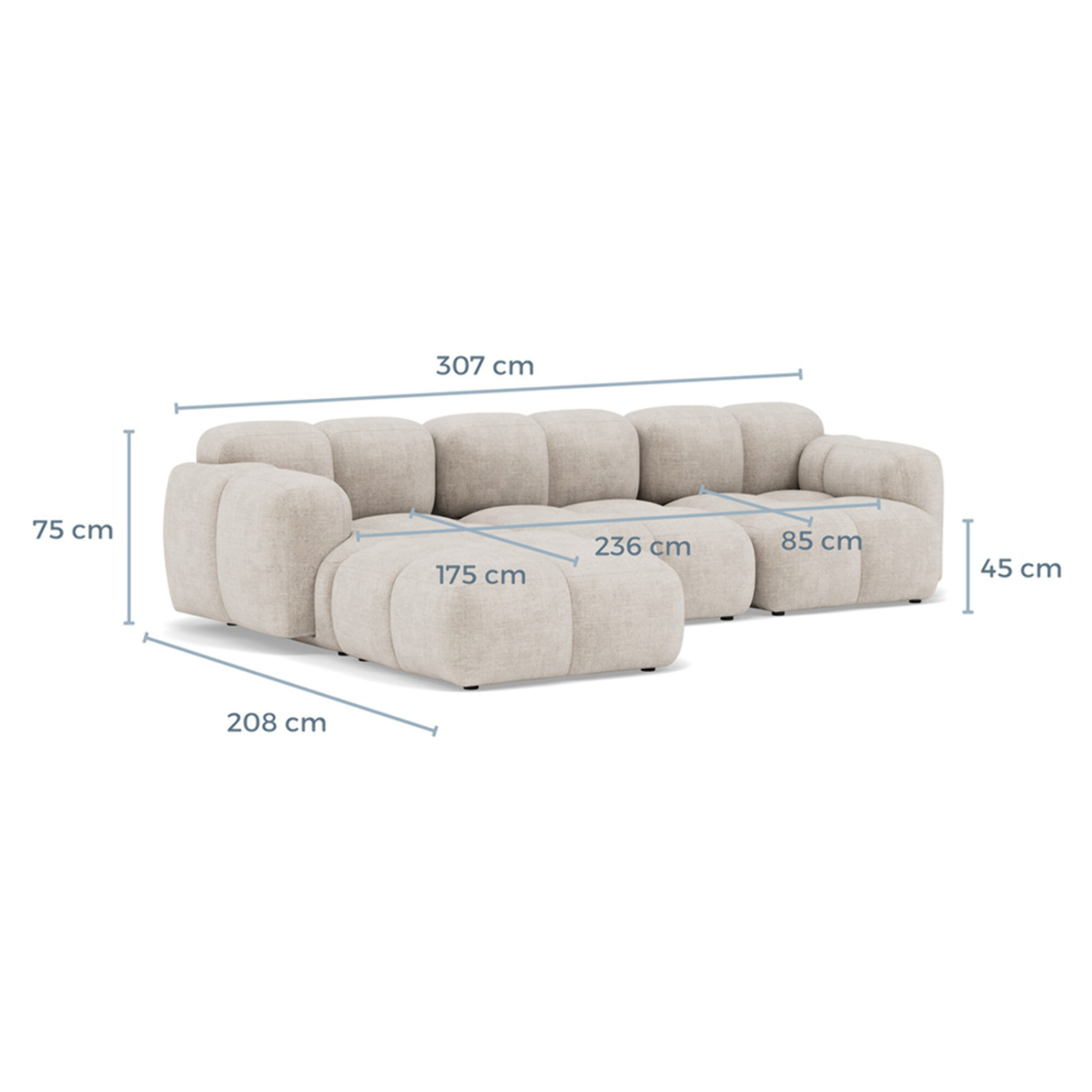 Grace - canapé modulable d'angle réversible 4 places en velours texturé - Vert