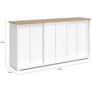 Buffet Jamy 3 portes blanc 160cm