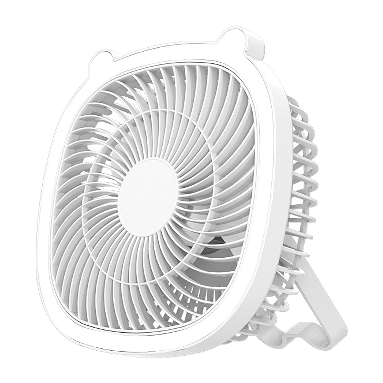 DAM Ventilador portátil de 5W, con batería recargable, luz ambiental, y 3 velocidades. 19,5x7,5x19,5 Cm. Color: Blanco