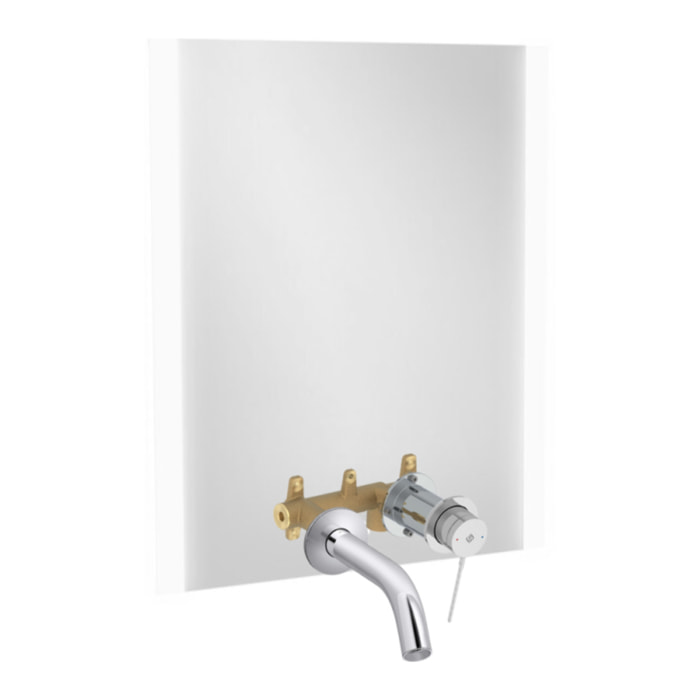 Miroir LED 2 trous 60 cm + mitigeur lavabo encastré Grands Boulevards Chromé + corps encastré