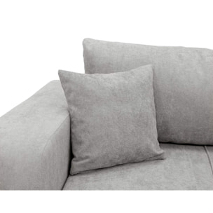 Nicole - Canapé droit 3 places convertible avec coffre en tissu - Gris clair