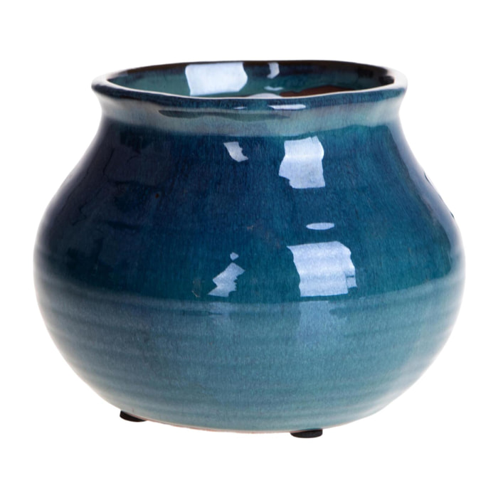 Pezzi 2 - Vaso rotondo - Colore Verde - 19xH15x12,5cm - Bianchi Dino