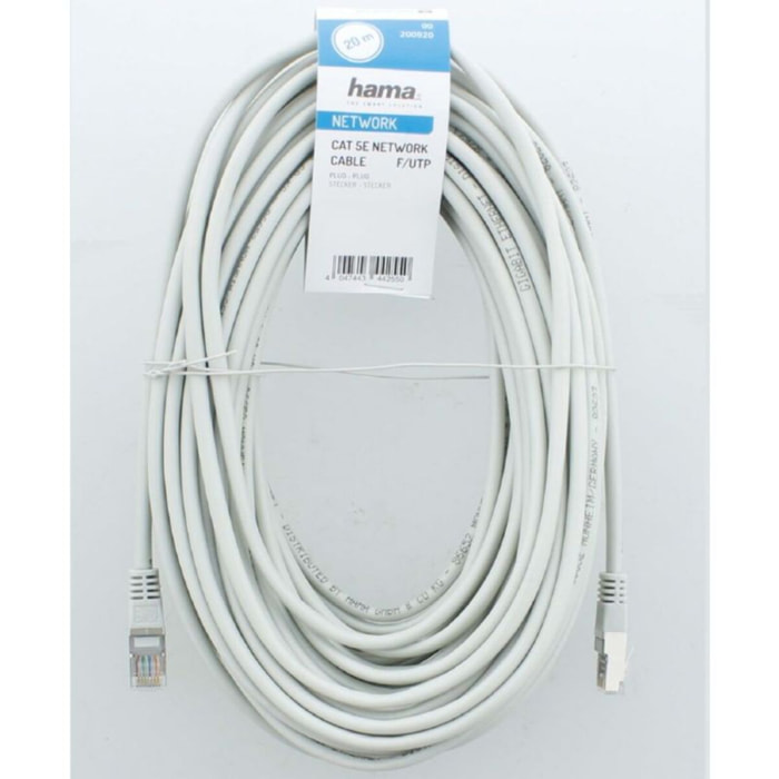 Câble Ethernet HAMA RJ45 20M Droit CAT5e Gris