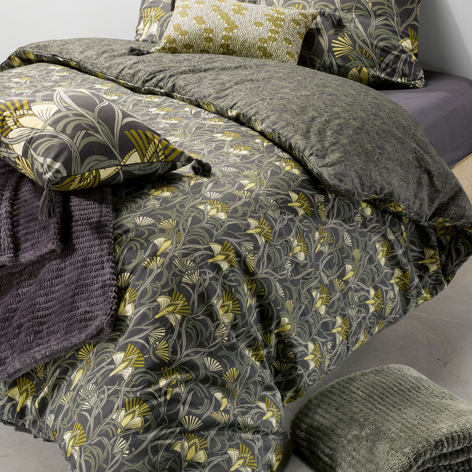Parure de couette + 2 taies 100% coton 57fils - liana