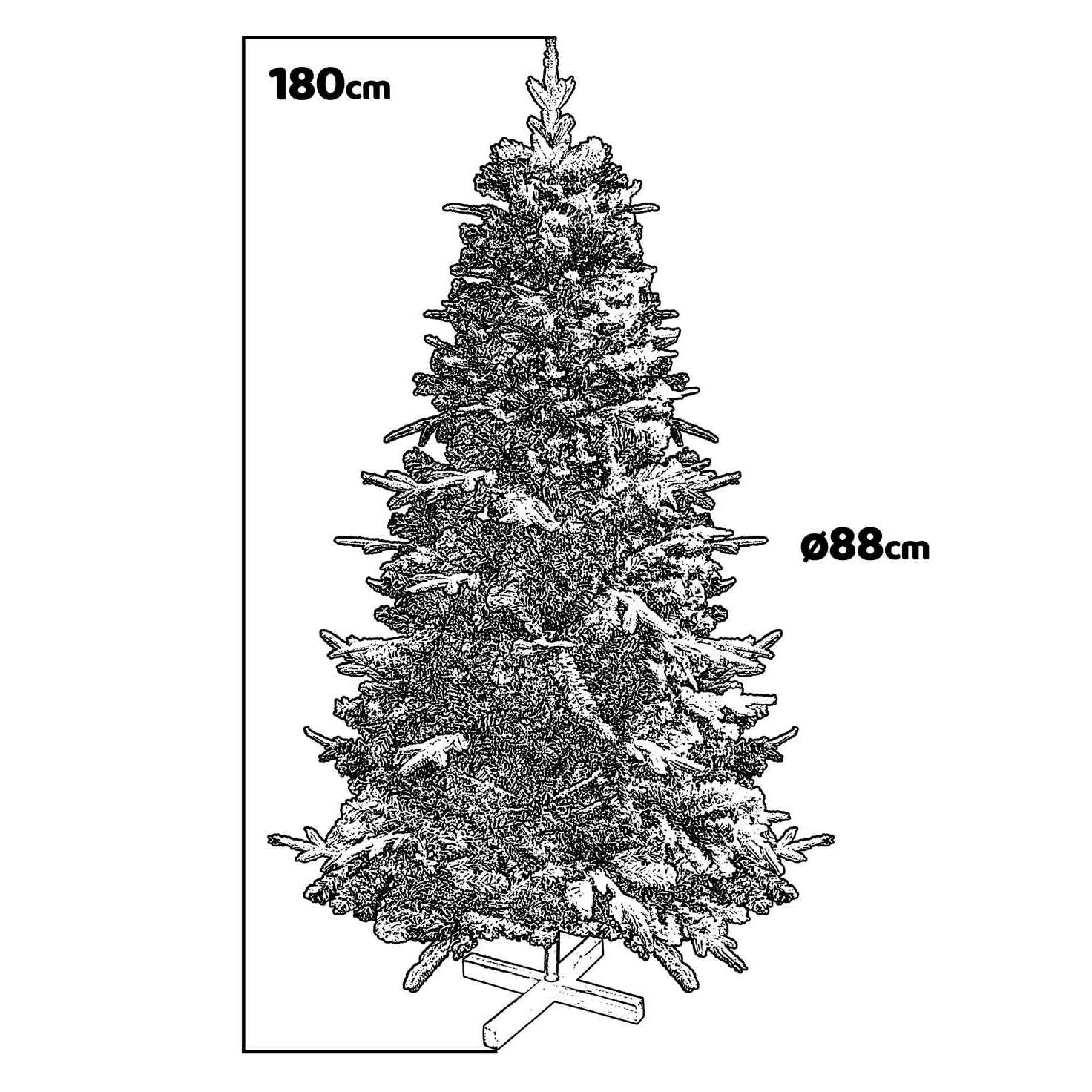 Donder - Albero di Natale innevato effetto realistico in PE e PVC ø88x180H, 462 rami