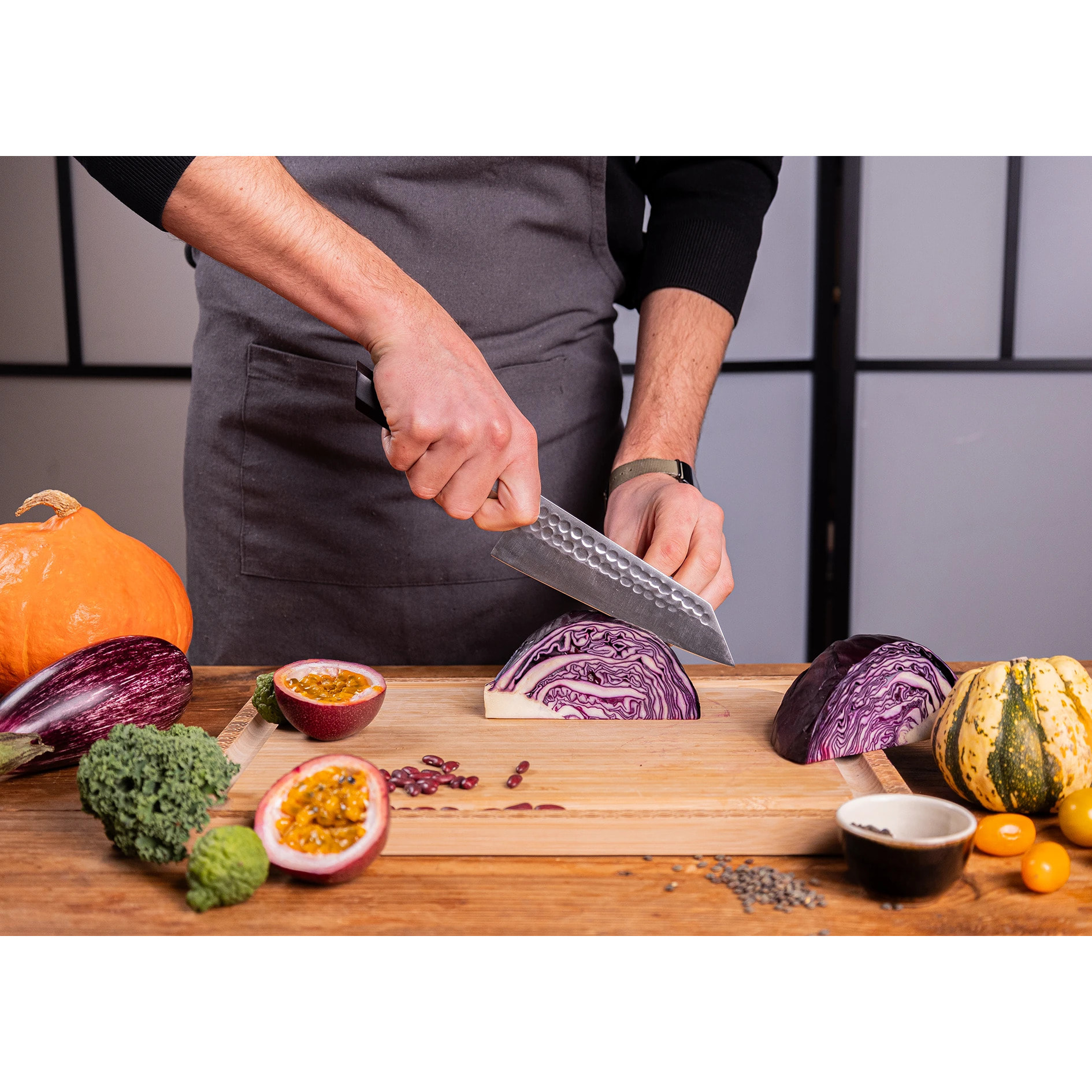 Couteau Santoku Bunka | Lame 170 mm - Acier Inoxydable | Lame Japonaise 440C