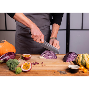 Couteau Santoku Bunka | Lame 170 mm - Acier Inoxydable | Lame Japonaise 440C
