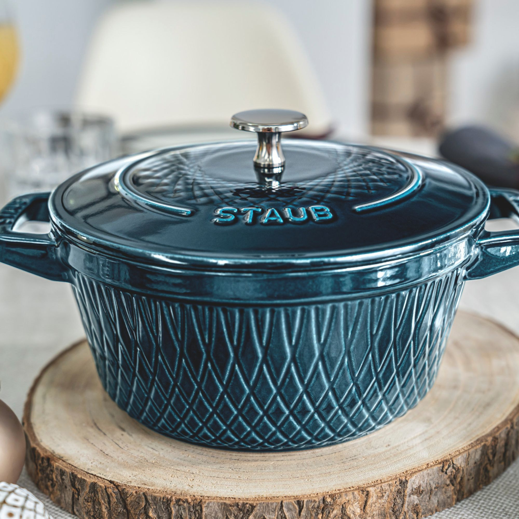 Cocotte twister 24 cm, Rond(e), La Mer, Fonte