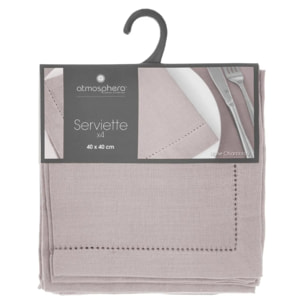 Lot de 4 serviettes de table "Chambray" gris souris 40x40cm