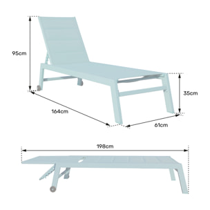 Bain de soleil BARBADOS en textilène taupe - aluminium blanc
