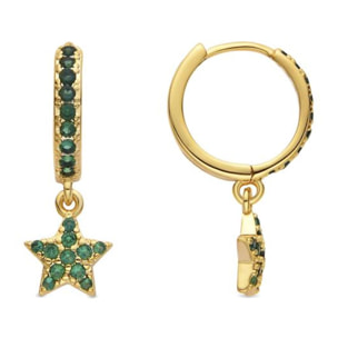 Pendientes con Circonita Esmeralda acabado oro 18k