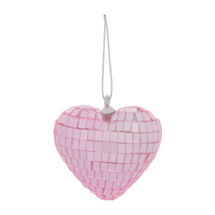 Suspension de sapin cœur effet disco 5 cm