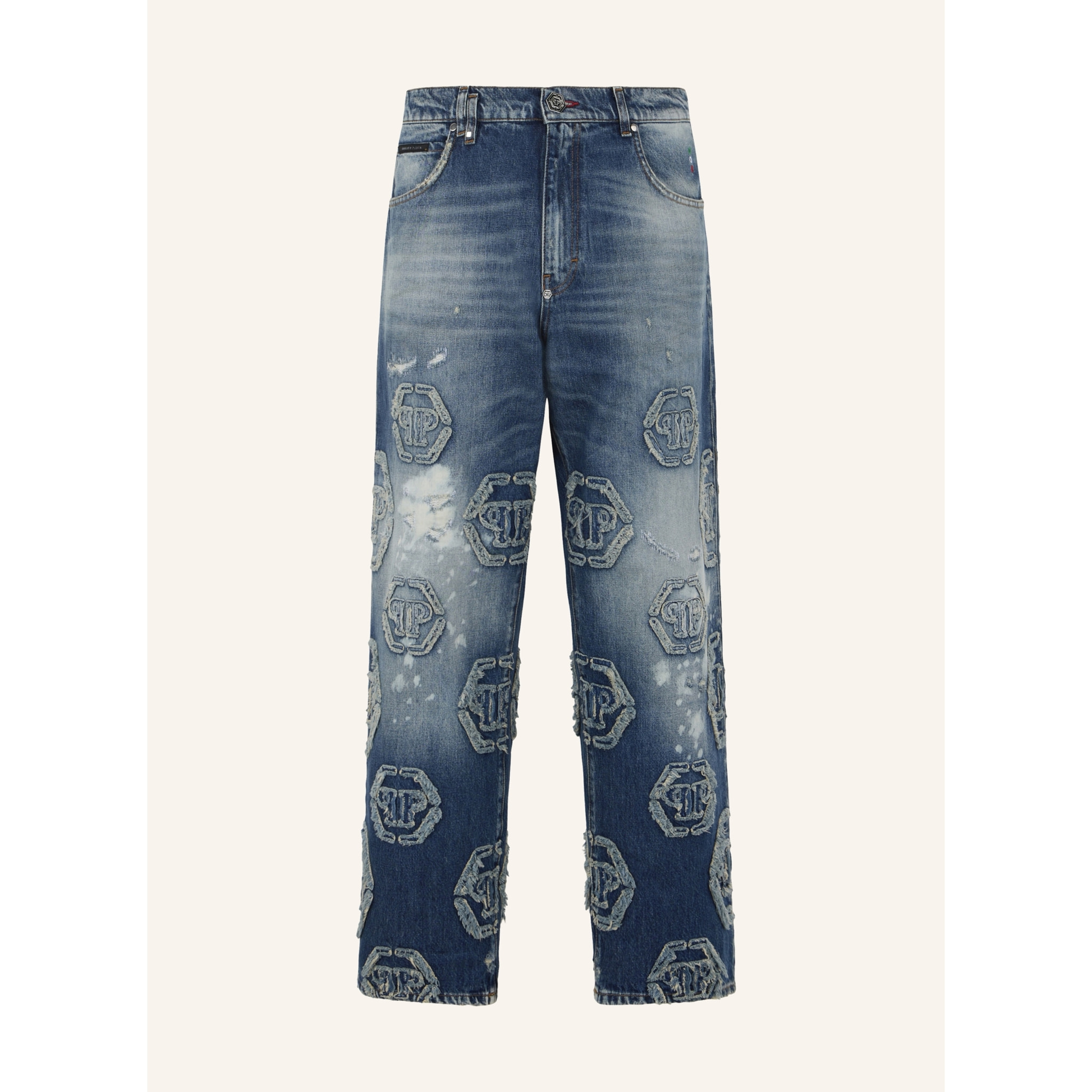 PHILIPP PLEIN Beach Boy Jeans Raw Edge Monogram