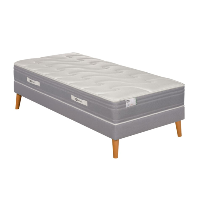 Ensemble LE PUISSANT, matelas H25 ressorts ensachés, mi-ferme, sommier