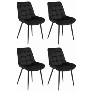 Set di 4 sedie Bera in velluto nero con trapuntatura