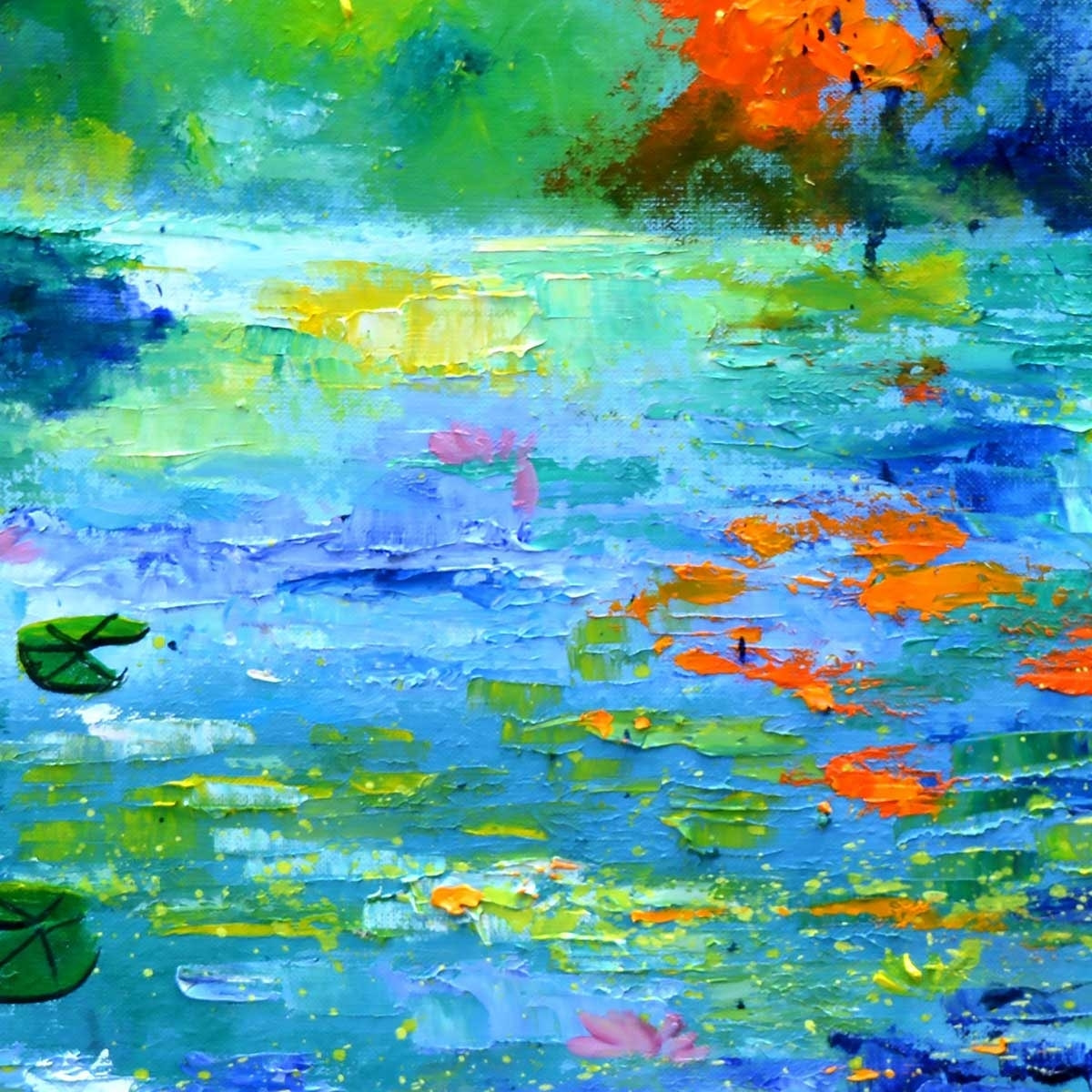 Tableau paysage nenuphars et nymphéas Toile imprimée