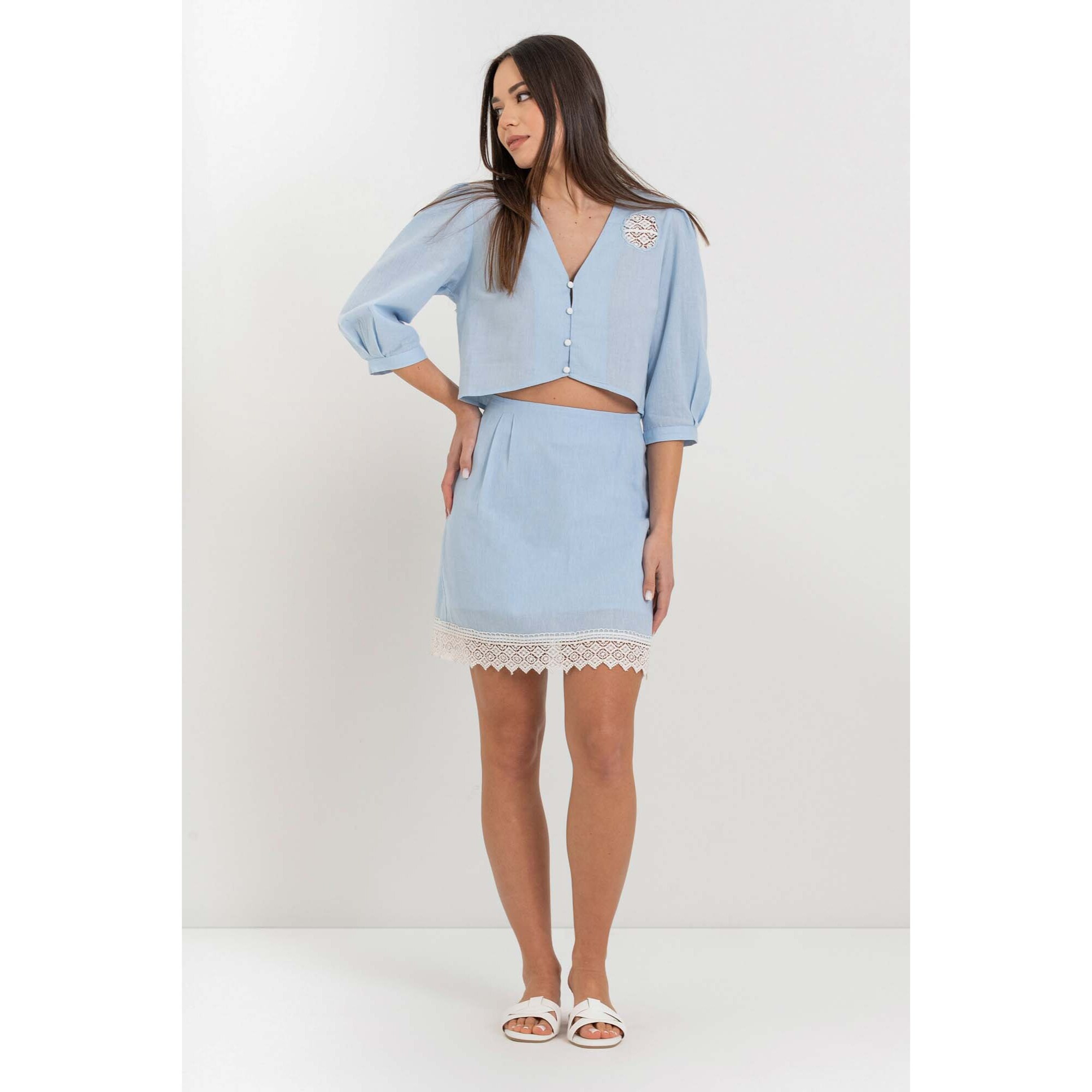 Kocca - Gonna da donna in 100% cotone con orlo in pizzo Donna