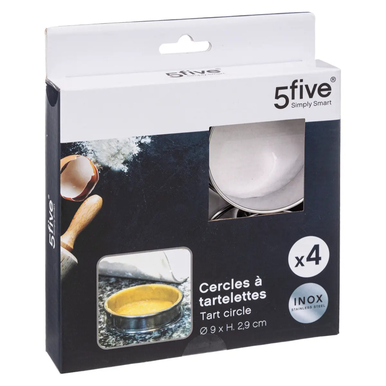 4 cercles à tartelettes inox 9cm