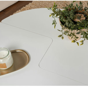 Table basse ronde blanche effet laque - design puzzle MARFA