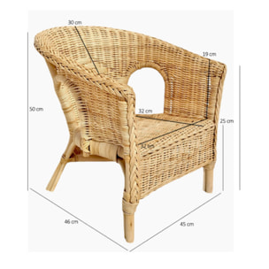 Fauteuil de jardin pour enfant en rotin naturel tressé - VIVIA