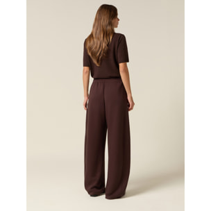Oltre - Joggers soft touch con parche de encaje - Marrón