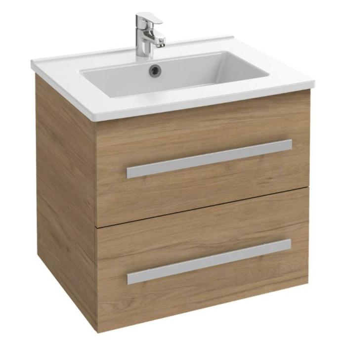 Pack meuble vasque 60 cm Ola up chêne + colonne + miroir + spot