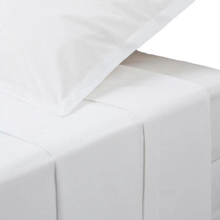 Drap plat "Landiha" percale blanc 180x290cm