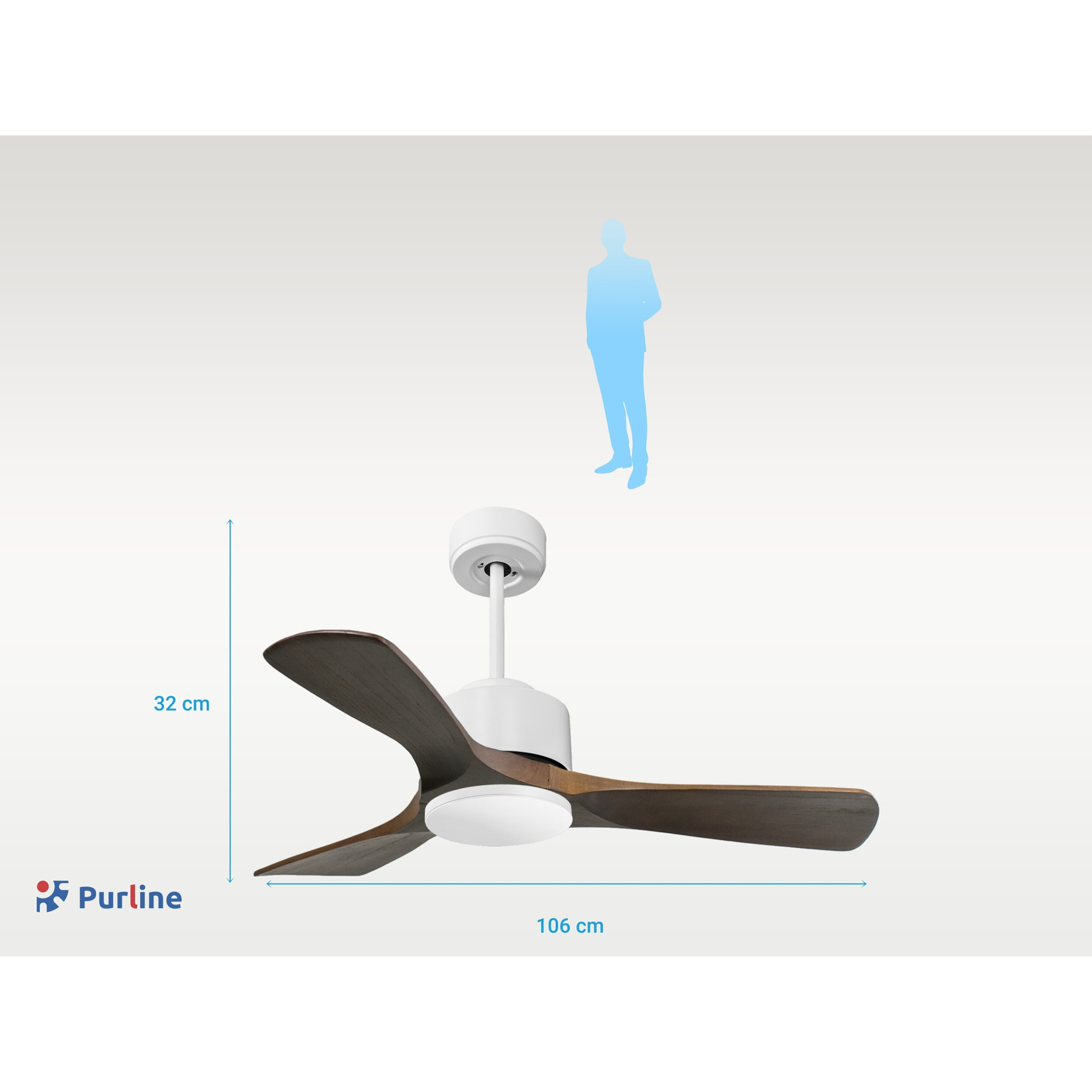 Ventilateur de plafond ø106 cm avec Wifi Réversible Hypersilence 40   W Blanc
