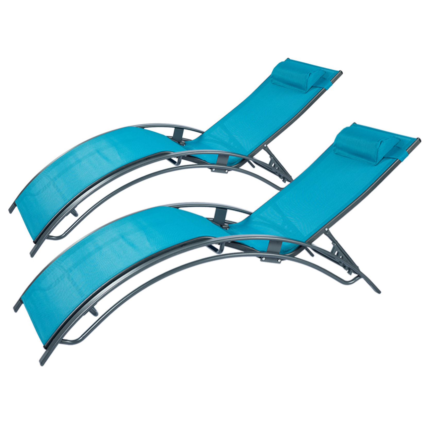 Lot de 2 transats ajustables gris et bleu MEDAN