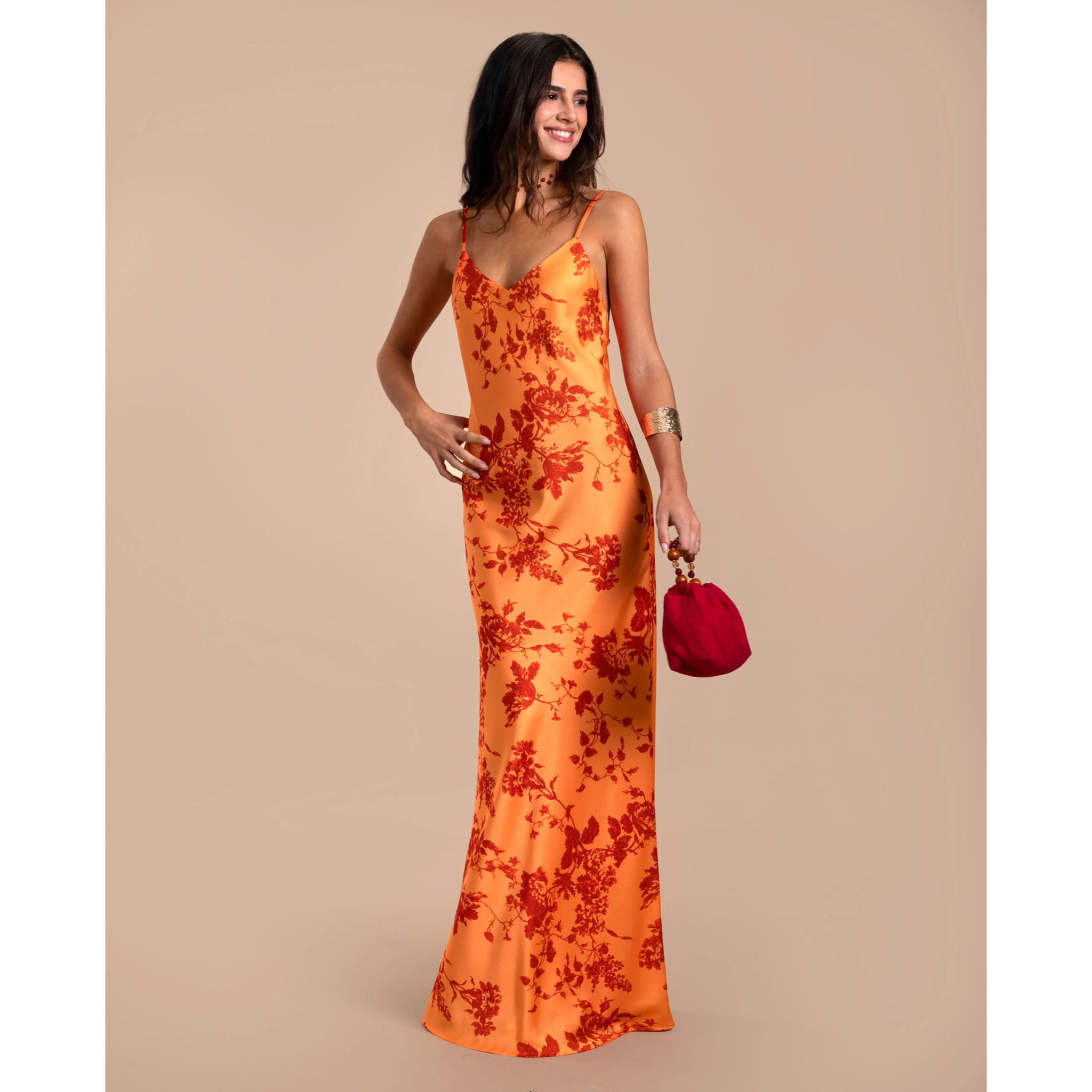 Vestido largo lencero con tirantes