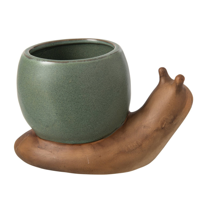 J-Line Cache-Pot Escargot - grès beige/gris vert