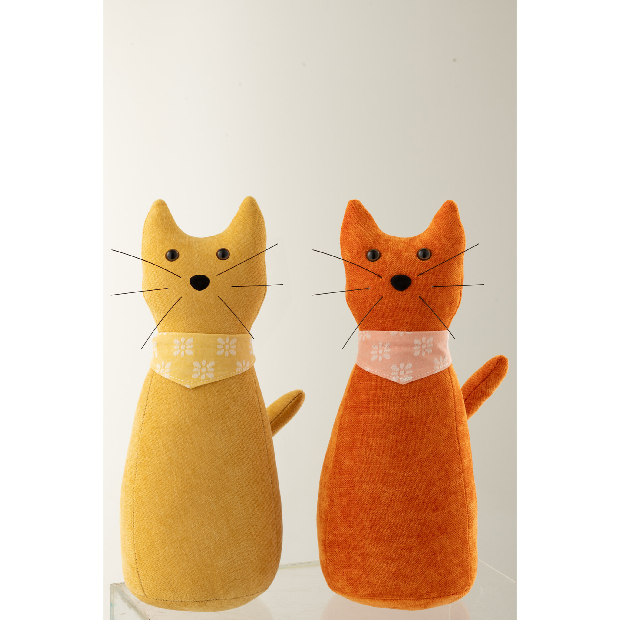 J-Line Cale-porte Chat + Foulard - polyester - jaune chaud/orange foncé - 2 pièces