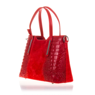 Fiesole Borsa tote Donna.Pelle autentica Camoscio Stampato Coccodrillo