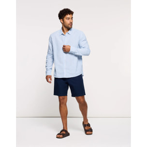 Camisa Rayas Manga Larga Azul - Ciclone