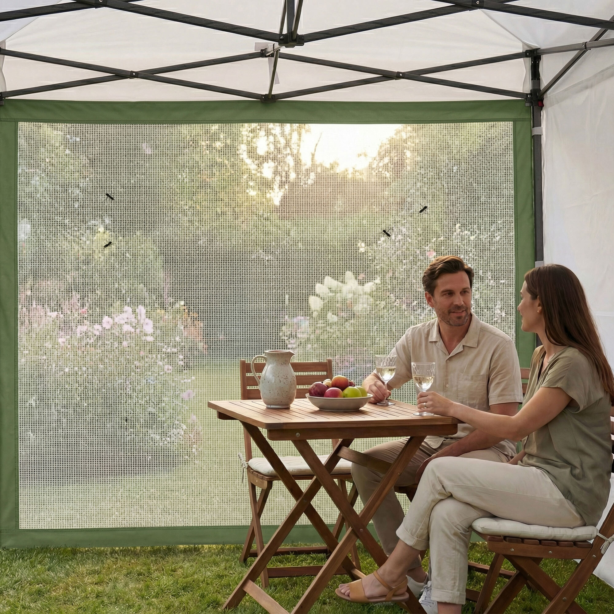 Telo zanzariera per gazebo da giardino. Zanzariera con velcro. 300X200H cm Verde