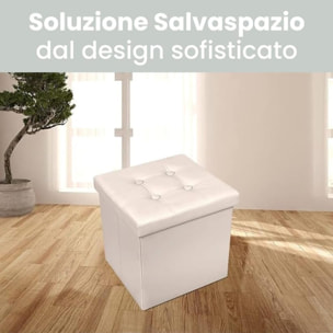 Pouf Contenitore, Puffo per Sedersi, Pouf Poggiapiedi, in Ecopelle, Quadrato, Imbottito, Versatile, Facile da Pulire