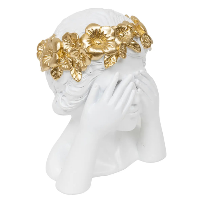 Tête femme déco Wild Romance H.22cm résine blanc