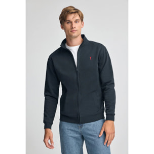 Sudadera azul marino de cuello alto y cremallera con logo Rigby Go
