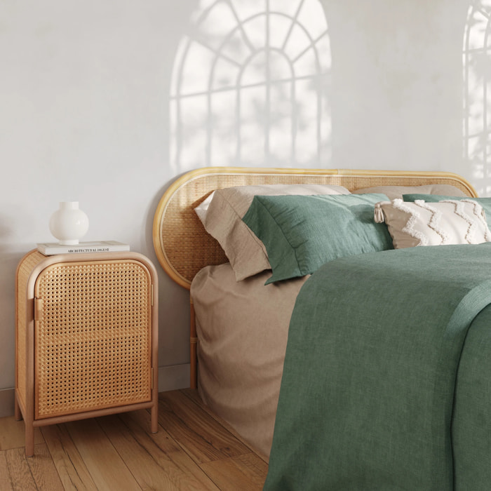 Table de chevet en rotin, 1 porte - Alata