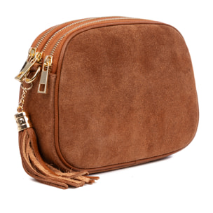 Aliminusa bolso bandolera Mujer. Piel auténtica Gamuza y Dollaro.