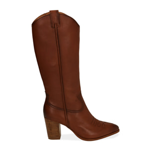 Bota de piel coñac
