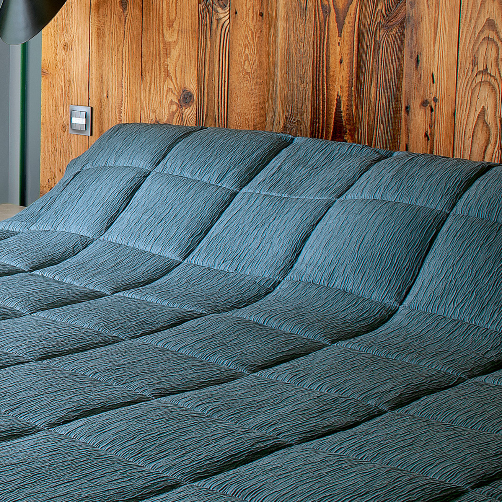 Edredon ou jeté de lit  - Effet Froissé - Bleu