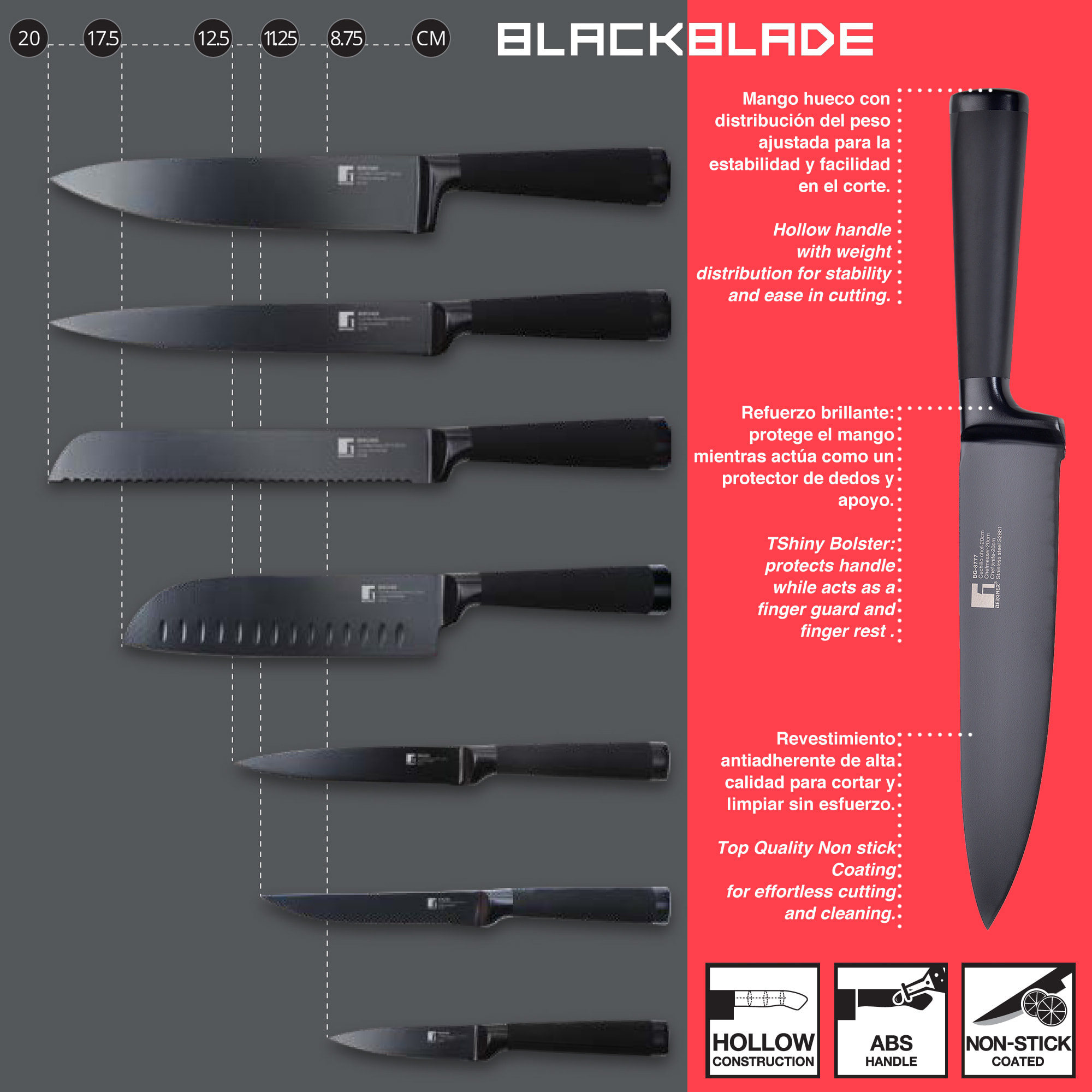 CUCHILLO MULTIUSOS 12.5CM  BLACK BLADE Bergner