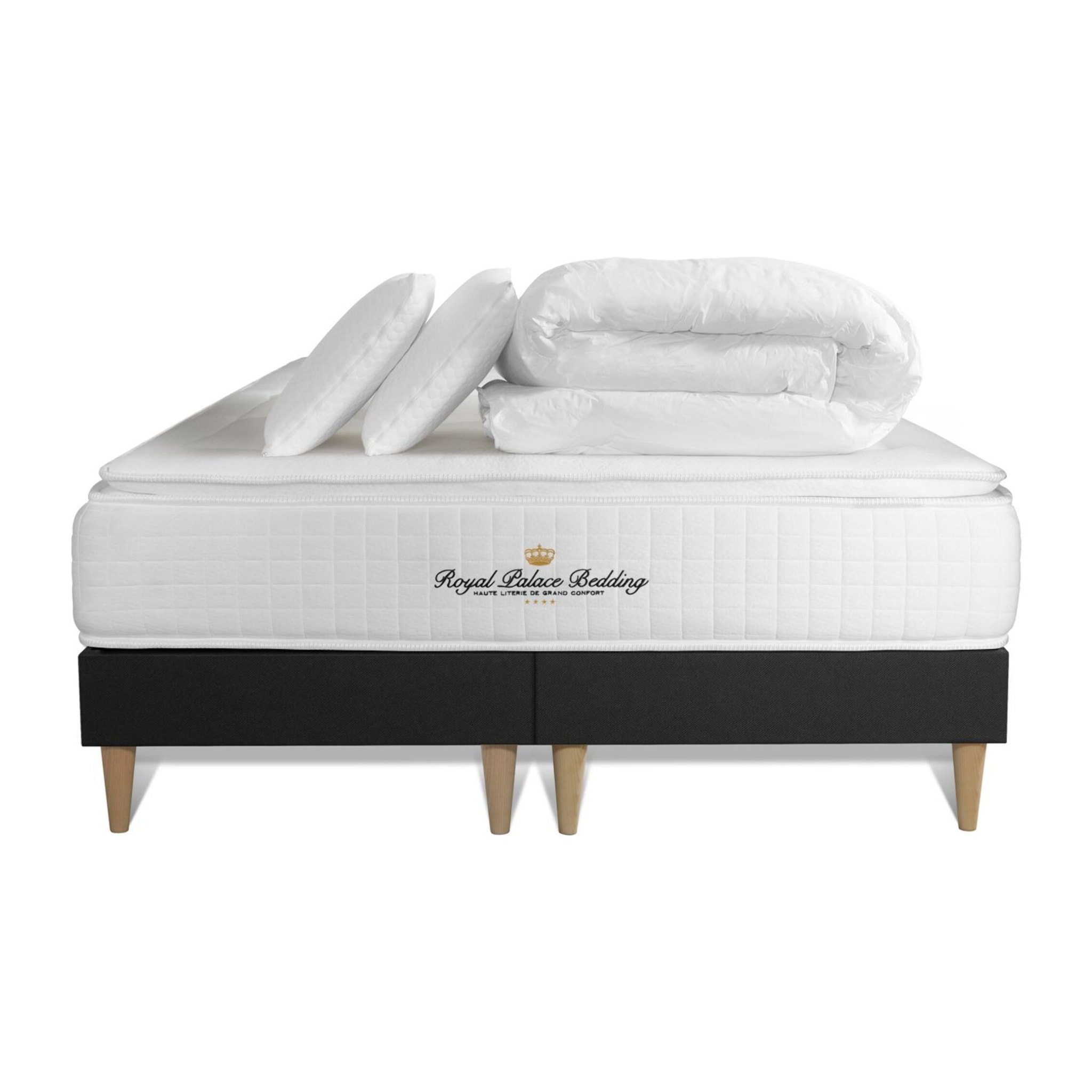 Pack George V + Sommier Tapissier multi-lattes cm d'épaisseur - Matelas à Ressorts ensachés et mémoire de forme de 28cm d'épaisseur